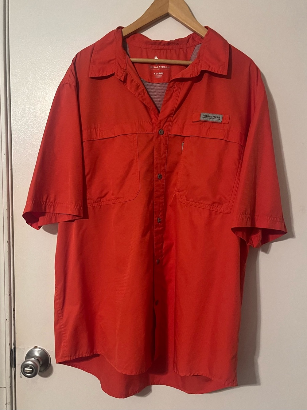 Field & Stream Short-Sleeve Button-Down Shirt - Red/Orange